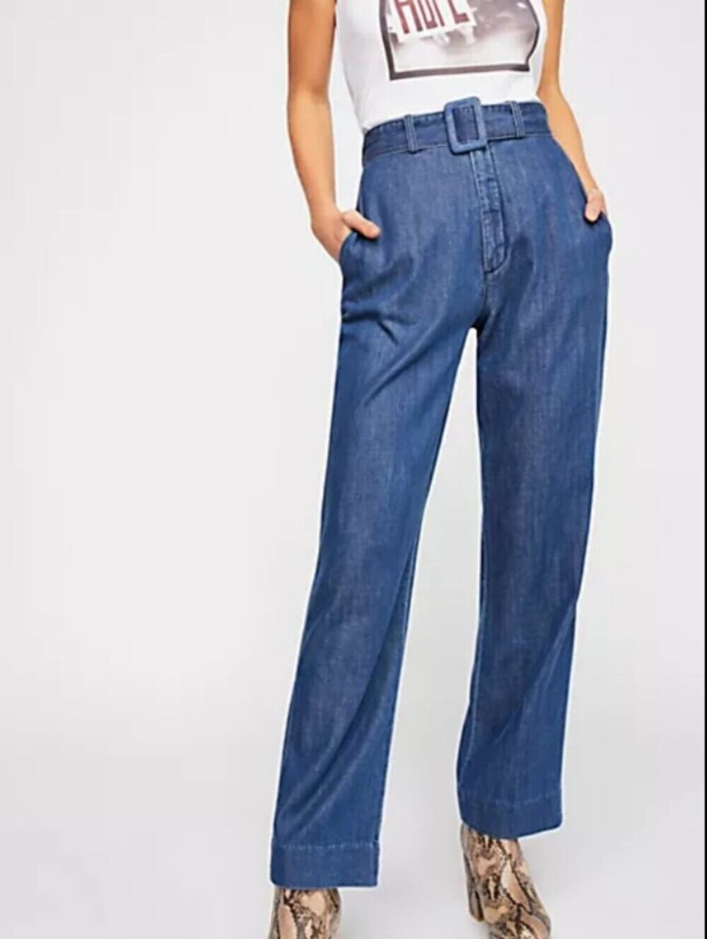 Closed Milla High Rise Straight Leg Belted Jeans